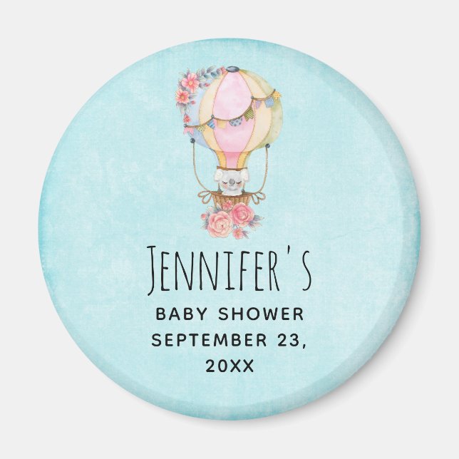 Söt varmluftsballong i akvarell Spara datum Magnet (Framsidan)