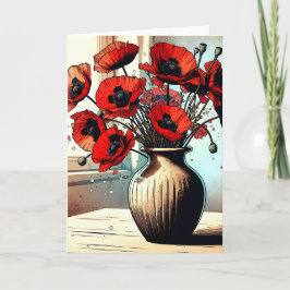 Söt Vas i Red Poppies Birthday Kort