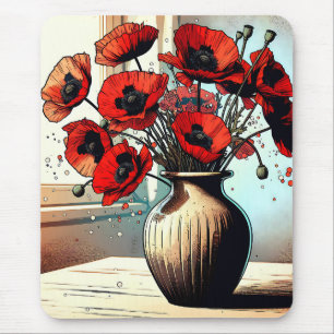 Söt Vas Red Poppies ai art Musmatta