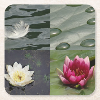 Söt Vatten Lilies Underlägg Papper Kvadrat