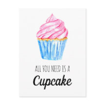 Söt vattenfärg allt du behöver är en cupkaka söt