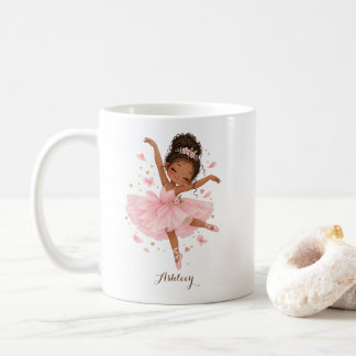 Söt vattenfärg ballerina flicka Personligt namn Kaffemugg