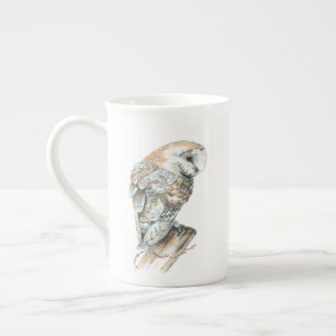 Söt vattenfärg Barn Uggla fågelart Art Benporslin Mugg