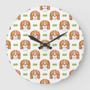Söt vattenfärg Beagle hund väggklocka