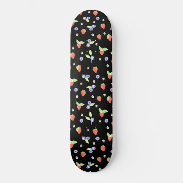 Söt vattenfärg blåbär jordgubb Muster Mini Skateboard Bräda 18,5 Cm (Framsida)
