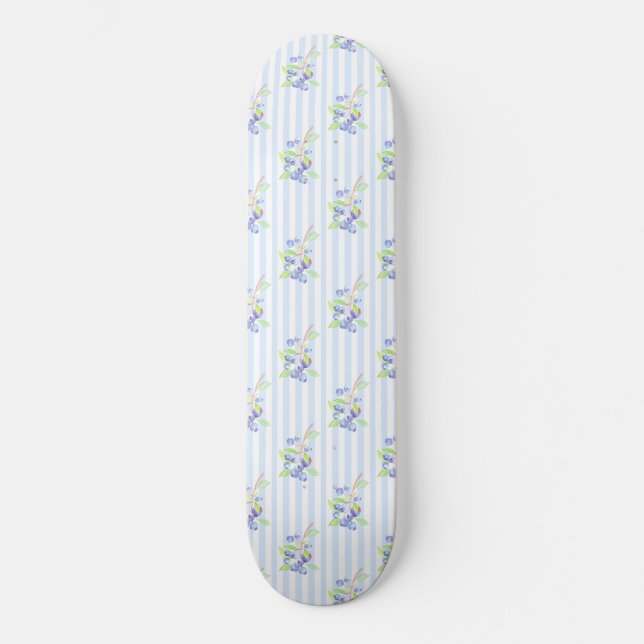 Söt vattenfärg blåbärs botaniska ränder mönster mini skateboard bräda 18,5 cm (Framsida)