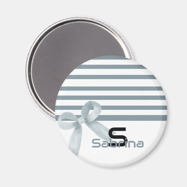 Söt vattenfärg dammig blå båge ränder Magnet (Front/Back)
