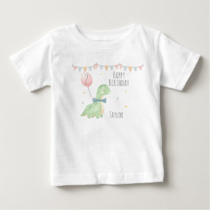 Söt Vattenfärg Dinosaurie Födelsedags Pojke Person T Shirt