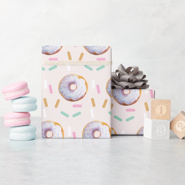 Söt vattenfärg för donuts med strössel presentpapper (Baby Shower)