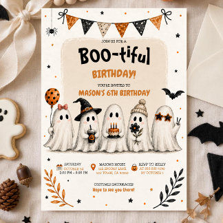 Söt Vattenfärg Halloween Spökfest (Födelsedag) Inbjudningar