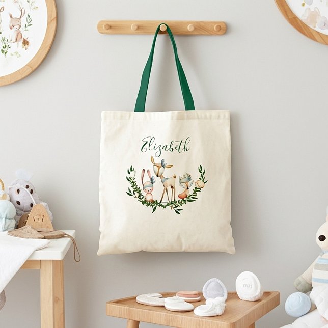 Söt vattenfärg hjort bebis toteväska tygkasse (Skapare uppladdad)