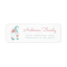 Söt Vattenfärg Jul Tomte Gnome Kommer Tillbaka Returadress Etikett