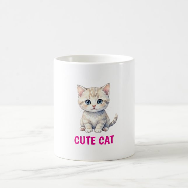 Söt vattenfärg katt kaffemugg (Center)