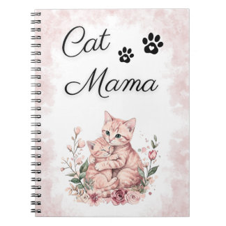 Söt vattenfärg kattmamma anteckningsbok present ti