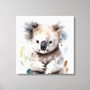 Söt vattenfärg Koala Stretched Canvas Wall Art