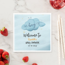 Söt vattenfärg moln Baby Pojke Bebis Shower Pappersservett