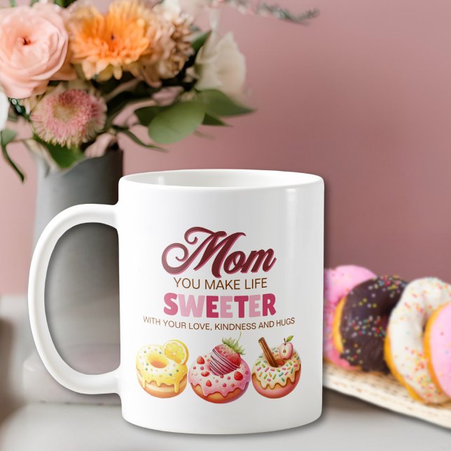Söt vattenfärg-munk Mamma du gör livet sötare Kaffemugg (Skapare uppladdad)