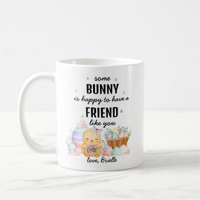 Söt vattenfärg Någon kanin Vänskap Påskpresent Kaffemugg (Vänster)