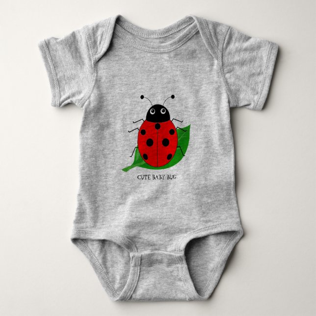 Söt vattenfärg nyckelpiga på grönt blad för barn t shirt (Framsida)