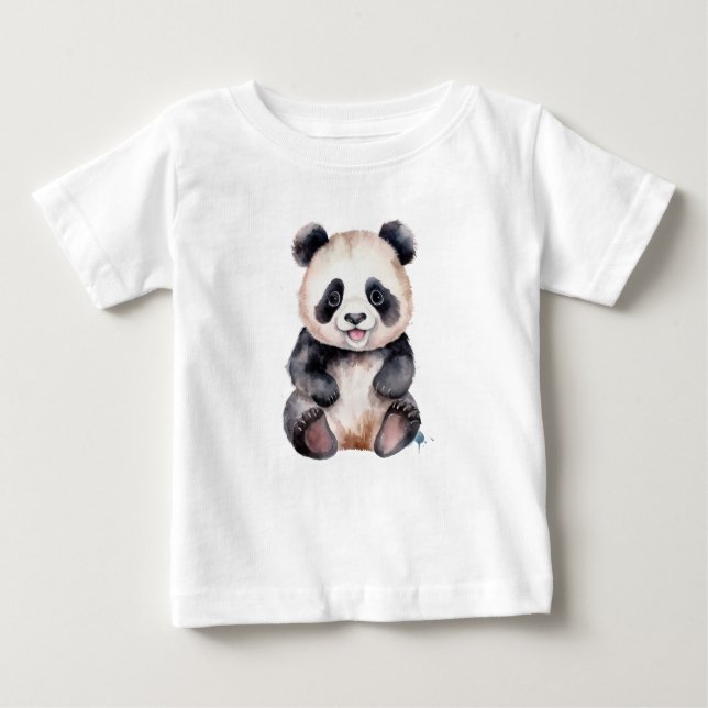 Söt vattenfärg på babypanda t shirt (Framsida)