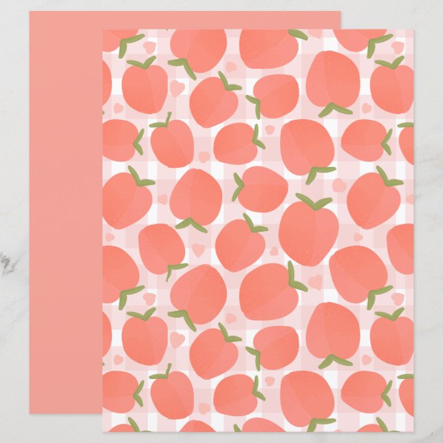 Söt vattenfärg Peach Mönster (Fram/baksida)