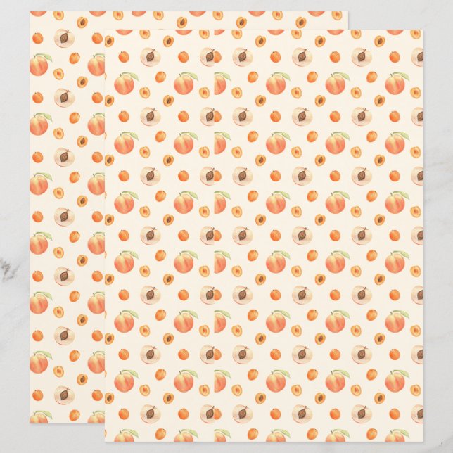Söt vattenfärg Peach Mönster (Fram/baksida)