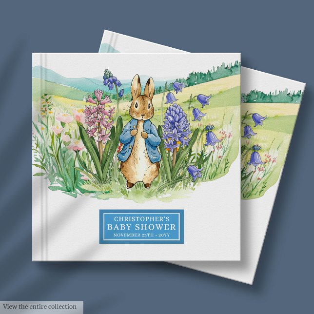Söt vattenfärg Peter Rabbit Baby Shower Gästböcker (Sweet Watercolor Peter Rabbit Baby Shower Guest Book)