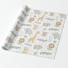 Söt vattenfärg Safari Djur Presentpapper