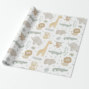 Söt vattenfärg Safari Djur Presentpapper
