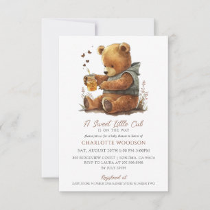 Söt vattenfärg Teddybjörn Honey Pot Baby Shower Inbjudningar