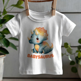 Söt Vattenfärg Triceratops Dino Babysaurus T Shirt