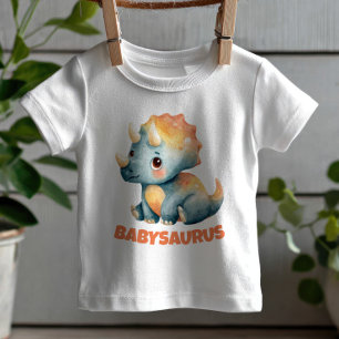 Söt Vattenfärg Triceratops Dino Babysaurus T Shirt