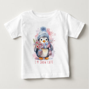 Söt Vattenfärg Vinter Pingvin T Shirt