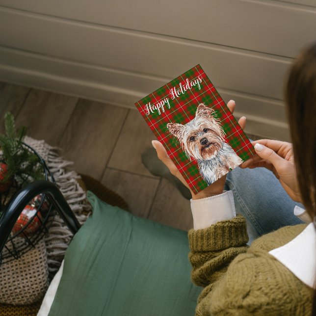 Söt vattenfärg Yorkshire Terrier Hund Anpassad Julkort (Skapare uppladdad)