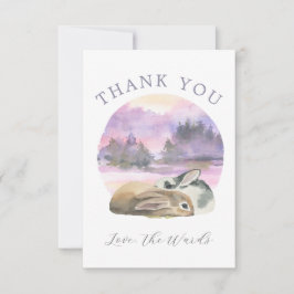 Söt Vattenfärgat kaninpar Tack Kort