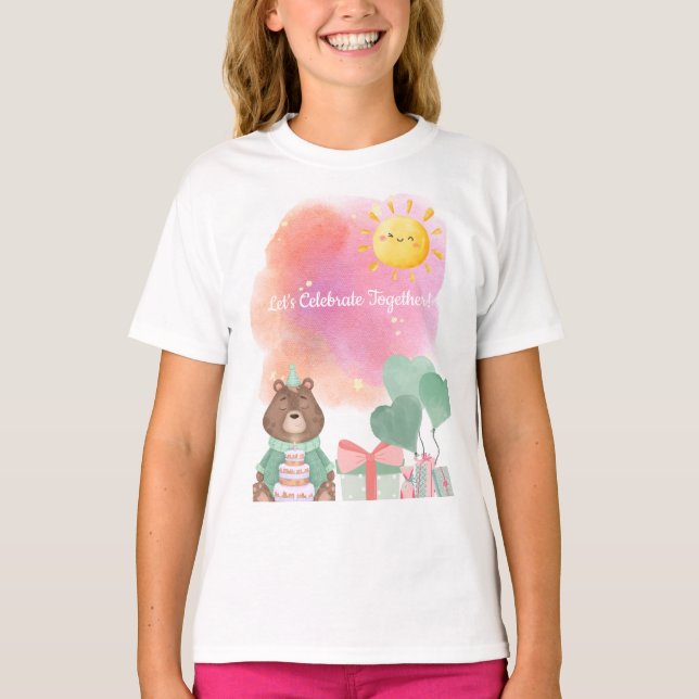 Söt vattenfärgBjörn FödelsedagsT-Shirt T Shirt (Framsida)