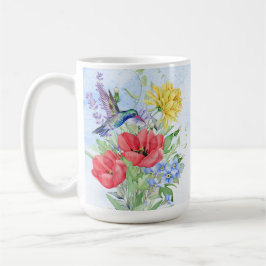 Söt Vattenfärgblommor och hummingfåglar Kaffemugg