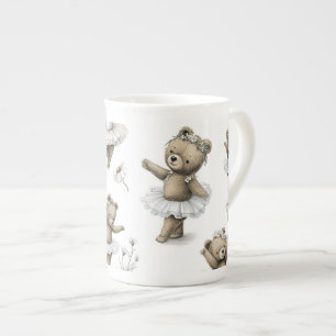 Söt vattenfärgdesign med ballerinabjörn i tuta benporslin mugg