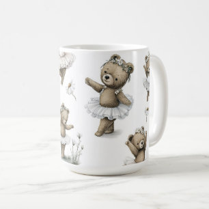 Söt vattenfärgdesign med björnballerina i tuta kaffemugg