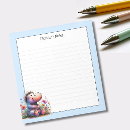 Söt vattenfärgflodhäst Linjerad Anteckningsblock