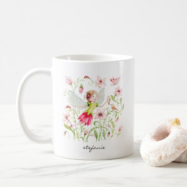 Söt Vattenfärgning Blommigten Mjölk och Rosa Kaffemugg (Med munk)