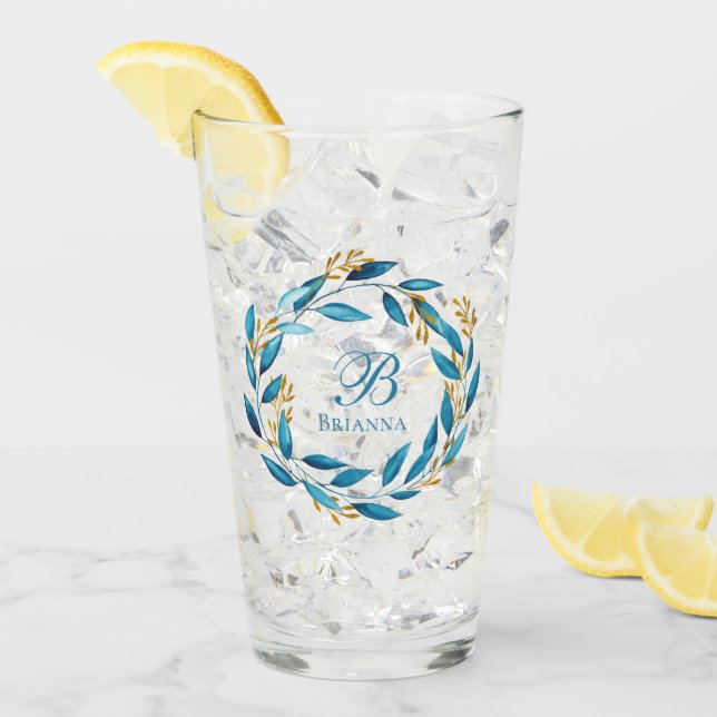 Söt Vattenfärgning Utandning - Monogram Glaskopp (Framsida Ice)