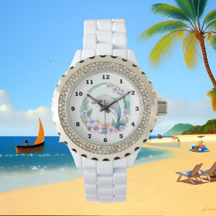 Söt vattenfärgsdelfin i älskare armbandsur