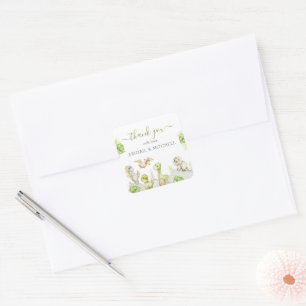 Söt vattenfärgsdinosaur Baby Shower Fyrkantigt Klistermärke