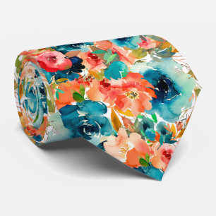 Söt vattenfärgsfärgat blommönster slips