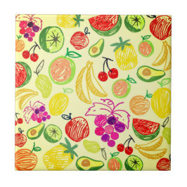 Söt vattenfärgsfärgen South Fruit Kakelplatta