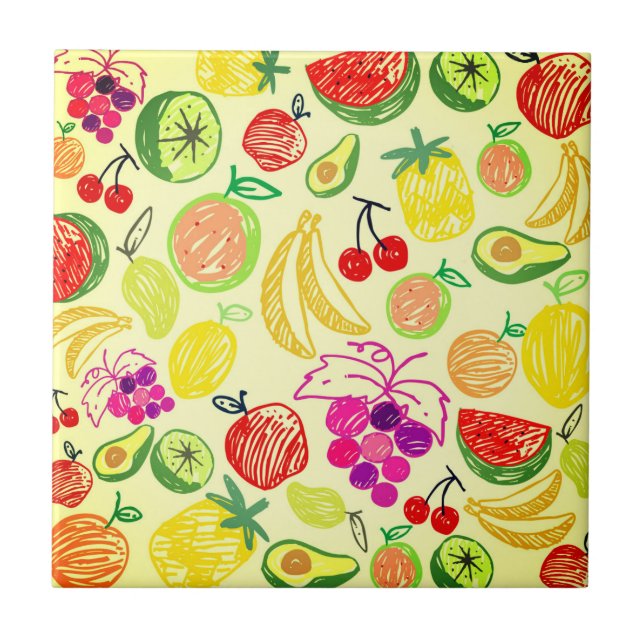 Söt vattenfärgsfärgen South Fruit Kakelplatta (Framsidan)