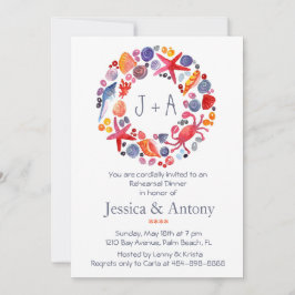 Söt vattenfärgsfiskstrand (Sea Watercolor Wandeand Inbjudningar