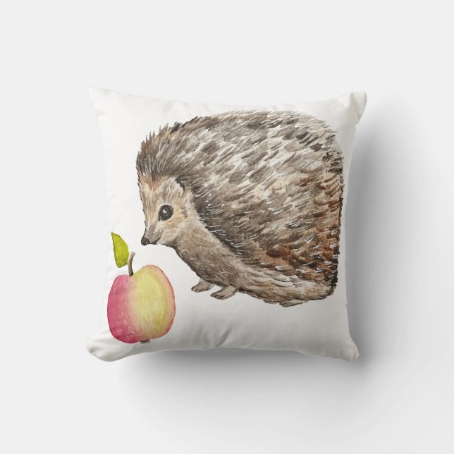 Söt vattenfärgshög och äpple kudde (Framsida)