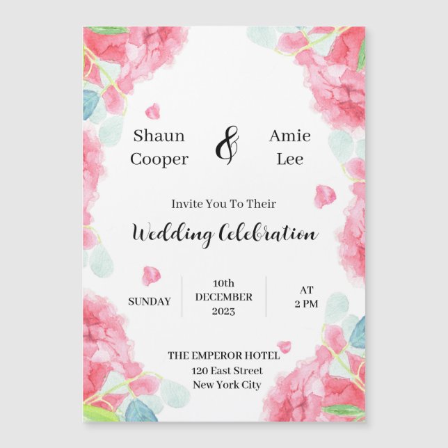 Söt vattenfärgsinbjudan Boho bröllopsinbjudan Magnetisk Inbjudningskort (Framsida)